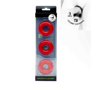 Sport Fucker Chubby Rubber Cockring 3 Pack Red