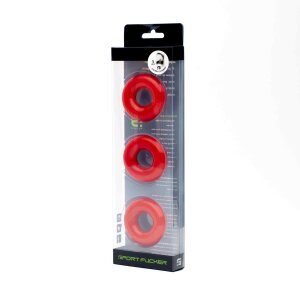 Sport Fucker Chubby Rubber Cockring 3 Pack Red