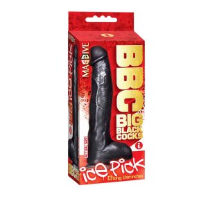 Massive Big Black Cock Ice Pick Dildo Schwarz 33 cm