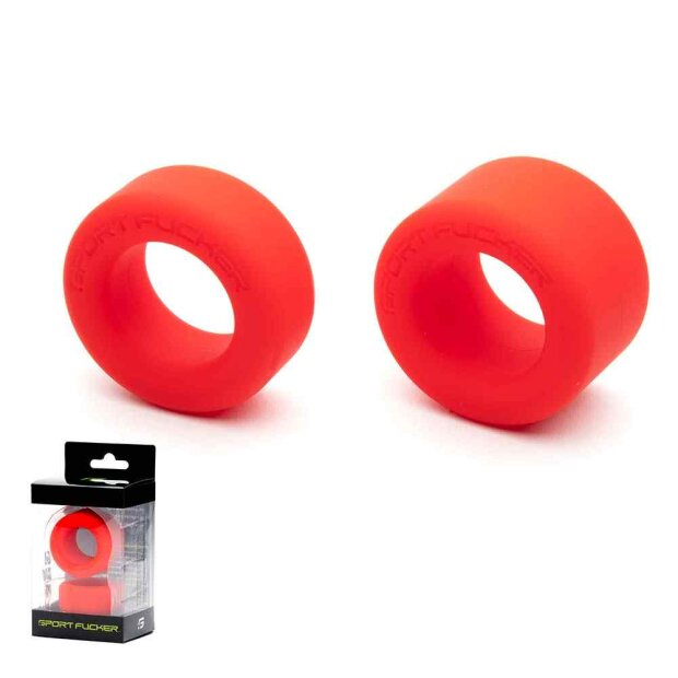 Sport Fucker Liquid Silicone Nutt Job Set Penisringe Rot 2 Teilig