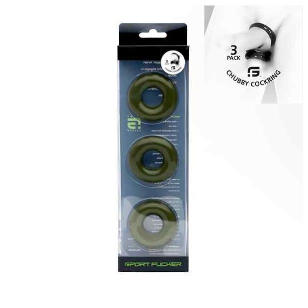 Sport Fucker Chubby Rubber Cockring 3er-Pack Penisringe Grün