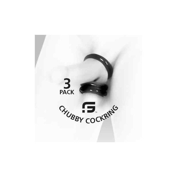 Sport Fucker Chubby Rubber Cockring 3er-Pack Penisringe Schwarz