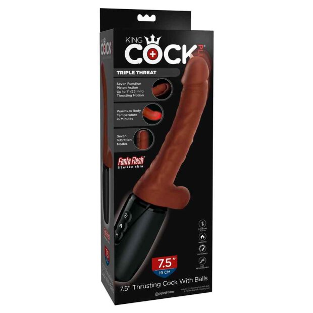 King Cock Plus 7,5 Thrusting with Balls Brown