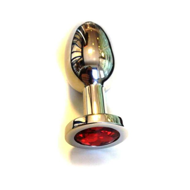 Kiotos Steel Jewel Buttplug Large Red Analplug Silber ⌀ 3,7 cm