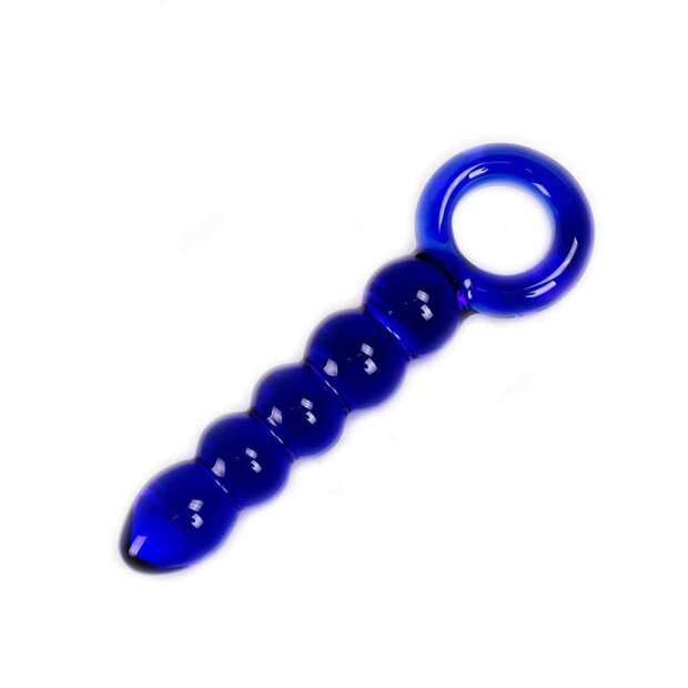 Glass Dildo Blue Balls & O-ring