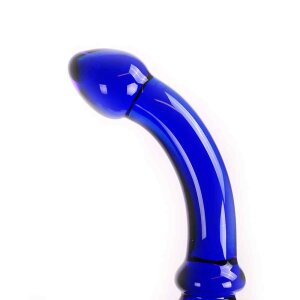 Kiotos Blue Curve Glasdildo Blau 17,5 cm