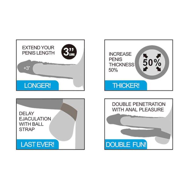 Lovetoy Pleasure X-Tender Vibrating Double Penis Sleeve Doppeldildo Beige 21 cm ⌀ 5,1 cm