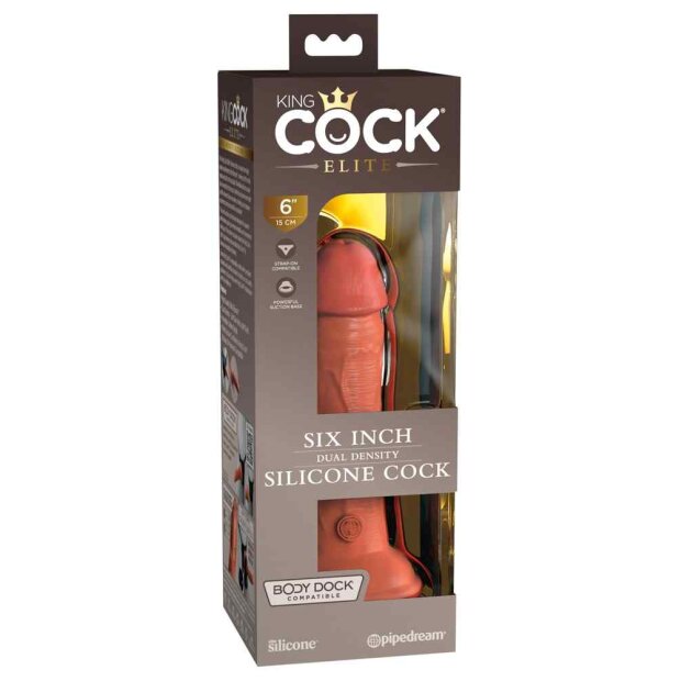 King Cock Elite Dual Density Silicone Cock Dildo Hellbraun 18 cm