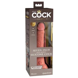 King Cock Elite Dual Density Silicone Cock Dildo Beige 18 cm