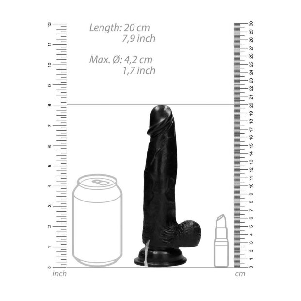 Vibrating Realistic Cock - 8" - With Scrotum - Black