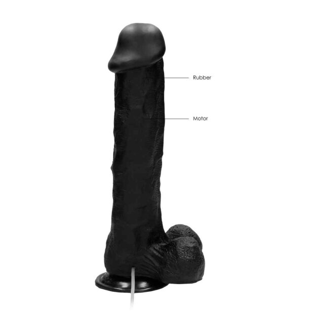 Vibrating Realistic Cock - 11" - With Scrotum - Black