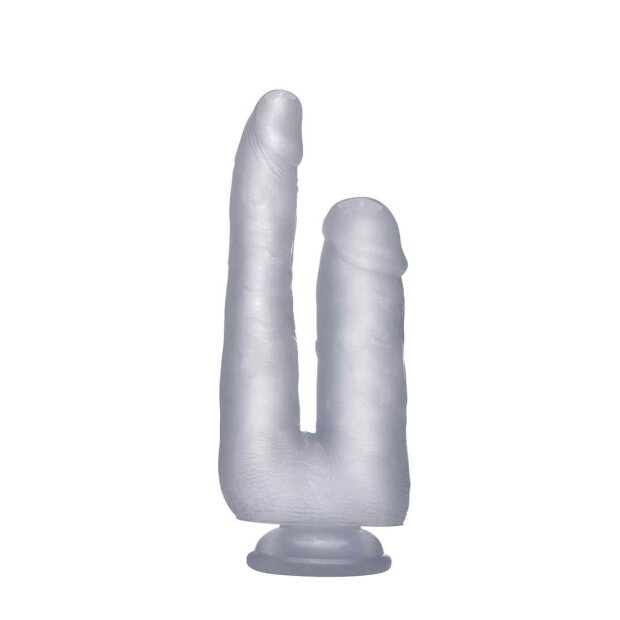 Realistic Double Cock - 9 Inch - Translucent