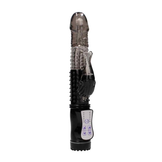 Shots Vibrating Dolphin Rabbit Vibrator Schwarz 22,5 cm ⌀ 3,4 cm