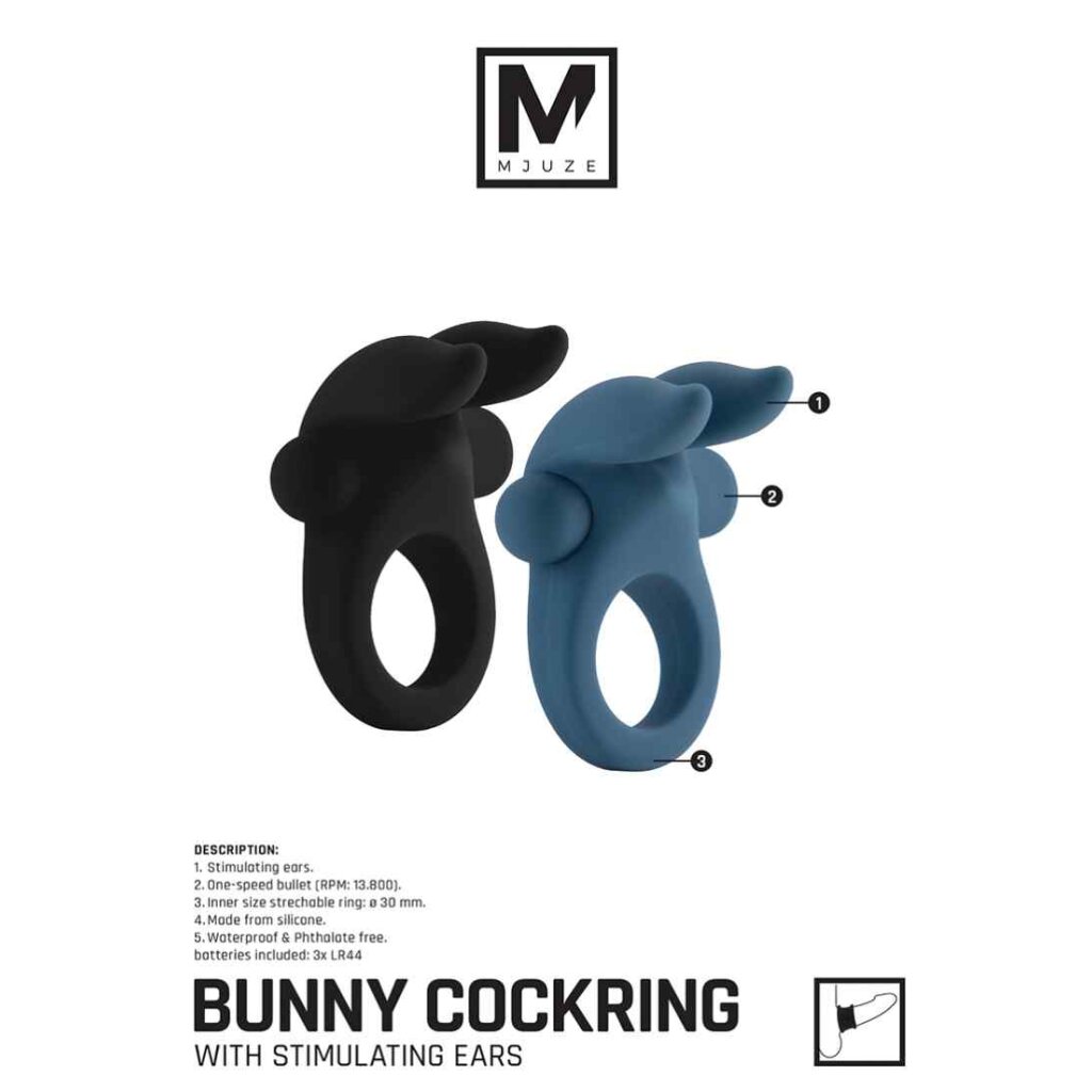 Shots Bunny Cockring with Stimulating Ears Penisring Schwarz  5 cm, 15,95