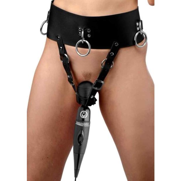 Master Series Forced Orgasm Wand Holder Belt Black