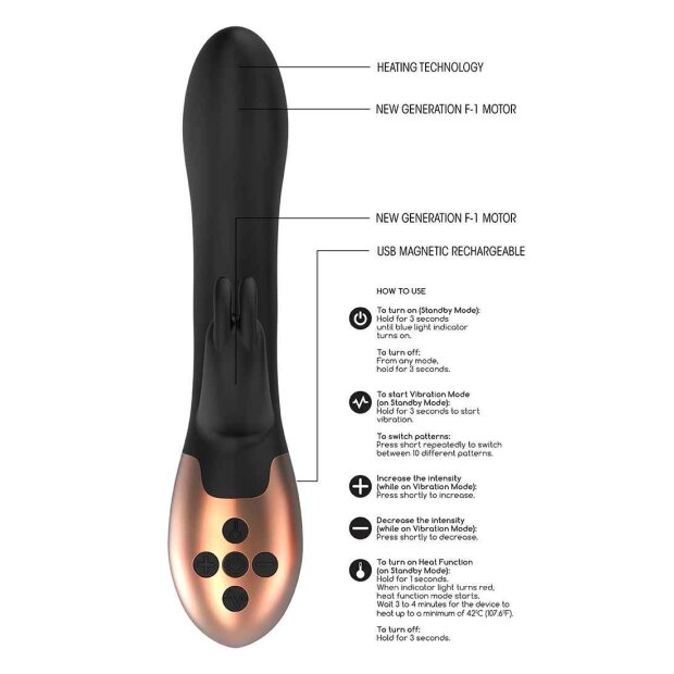 Heating Rabbit Vibrator Opulent Black
