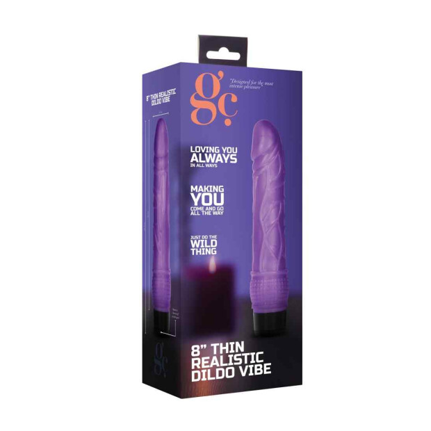 8 Inch Thin Realistic Dildo Vibe Purple