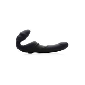 Slim Rider Ribbed Vibrating Strapless Strap-on Black