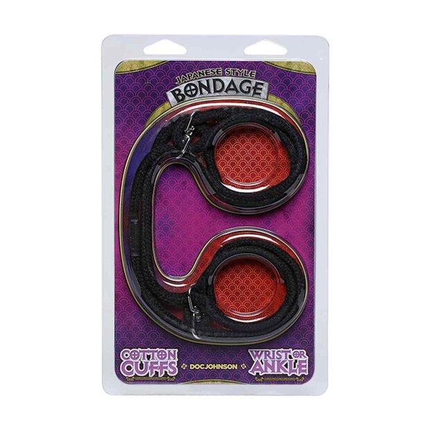 100% Cotton Wrist or Ankle Cotton Cuffs Black