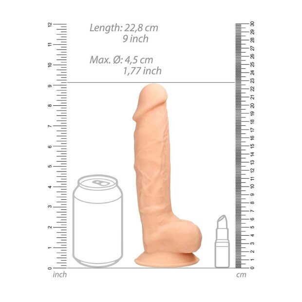 RealRock Silicone Dildo With Balls Beige 23 cm