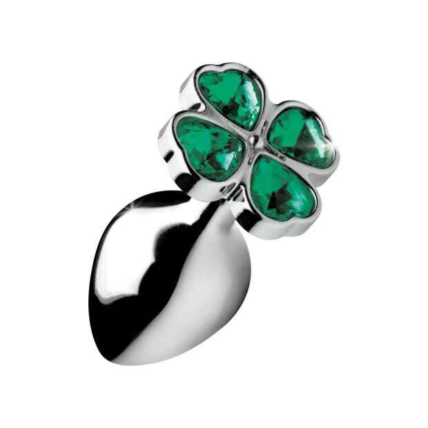 XR Brands Booty Sparks Lucky Clover Gem Medium Analplug Silber ⌀ 3,7 cm