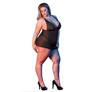 Baby Doll Fly Away Back & G-Set Black Queen Size 2 XL