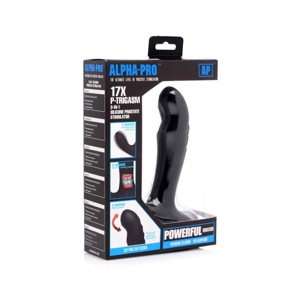 17X P-TRIGASM 3-in-1 Silicone Prostate Stimulator - Black