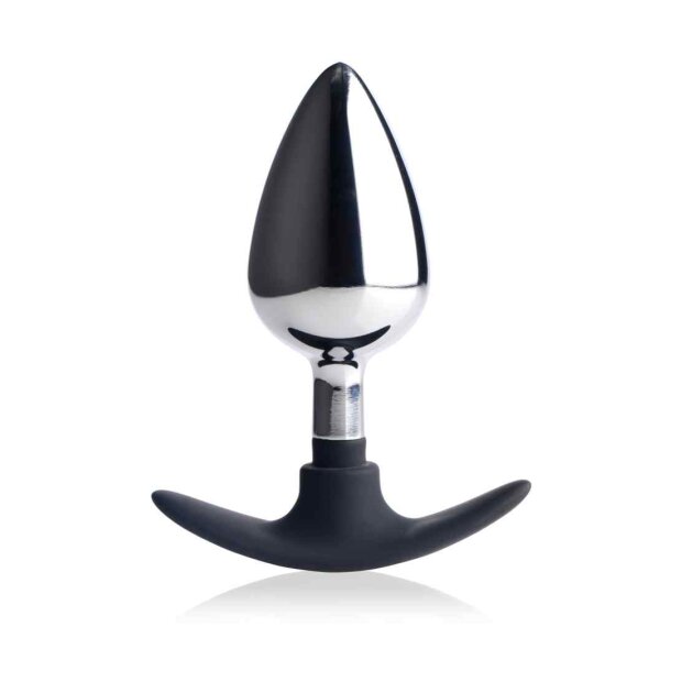 Dark Invader Metal & Silicone Anal Plug - Large - Silver