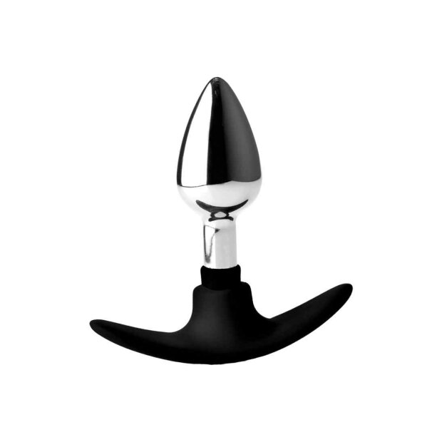 Dark Invader Metal & Silicone Anal Plug - Small - Silver