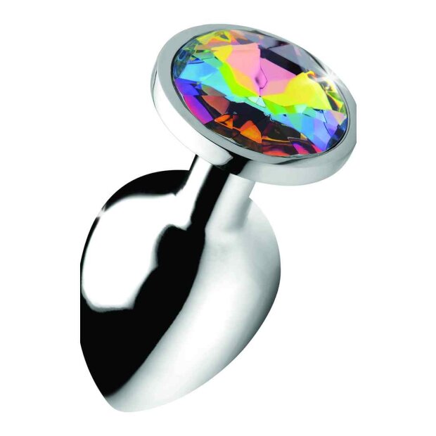 Rainbow Prism Gem Anal Plug - Large - Silver