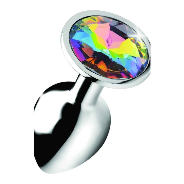 XR Brands Booty Sparks Rainbow Prism Gem Anal Plug Small Silber ⌀ 2,8 cm