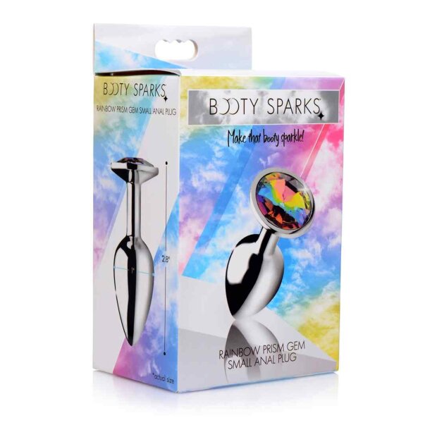XR Brands Booty Sparks Rainbow Prism Gem Anal Plug Small Silber ⌀ 2,8 cm
