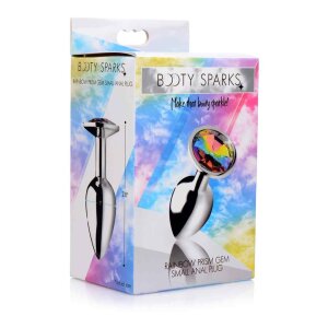Rainbow Prism Gem Anal Plug - Small -  Silver