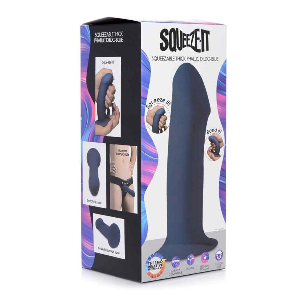 Squeezable Thick Phallic Dildo - Blue