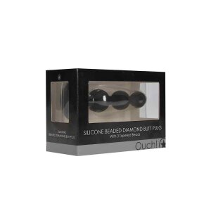 Silicone Beaded Diamond Butt Plug - Black