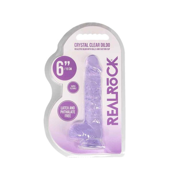 RealRock Realistic Dildo With Balls Lila 17 cm