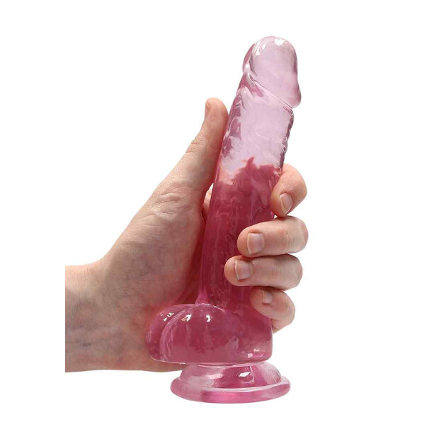 RealRock Realistic Dildo With Balls Dildo Pink 18 cm