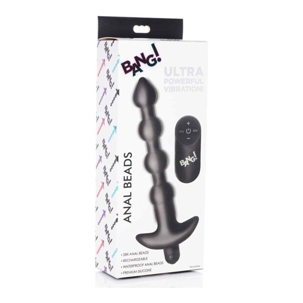 Vibrating Silicone Anal Beads & Remote Control - Black