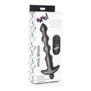 Vibrating Silicone Anal Beads & Remote Control - Black