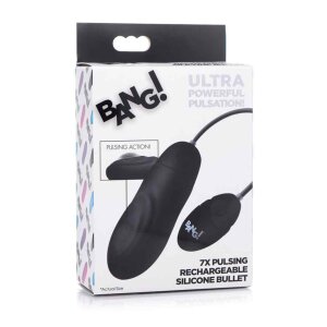 7X Pulsing Rechargeable Silicone Bullet - Black