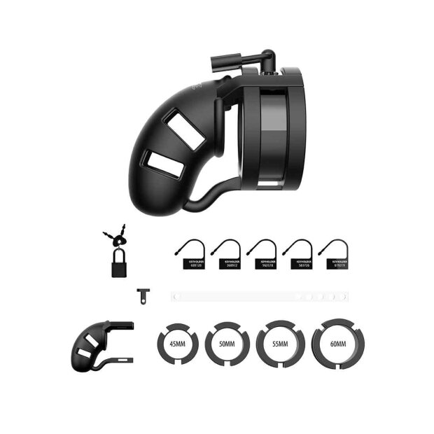 Model 18 - Chastity - 3.5"" - Silicone Cage Ballsplitter - Black