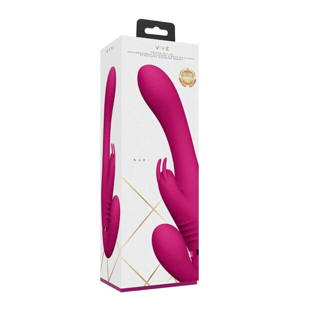 VIVE Suki Vibrating Strapless Rabbit Vibrator Pink 22 cm