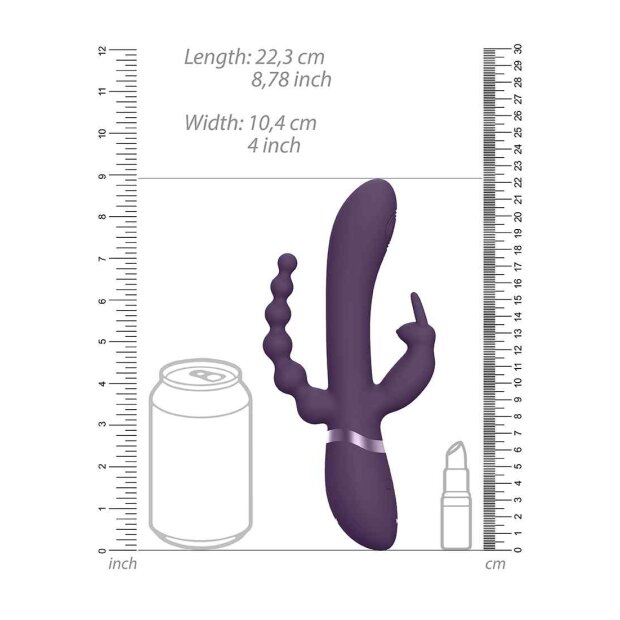 VIVE Rini Pulse Wave Vibrating Double Penetration Rabbit Vibrator Lila 22,3 cm