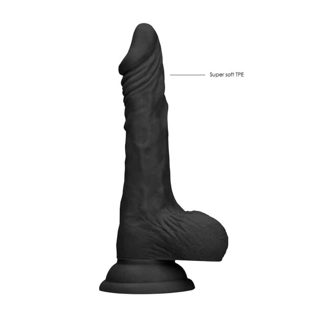RealRock Dong with testicles Dildo Schwarz 18 cm