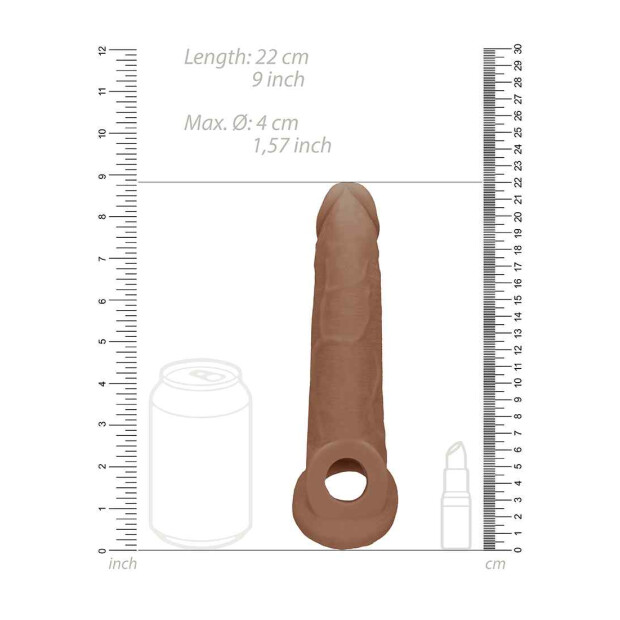 RealRock Penis Sleeve Tan Penishülle Braun 22,5 cm