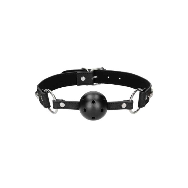 Breathable Ball Gag - with Diamond Studded  Straps - Black