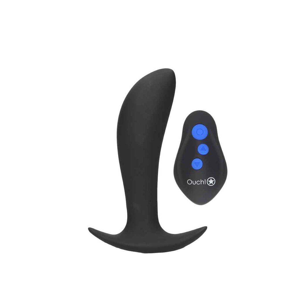 Ouch! E-stim & Vibrating Butt plug with Remote - Black, 44,95