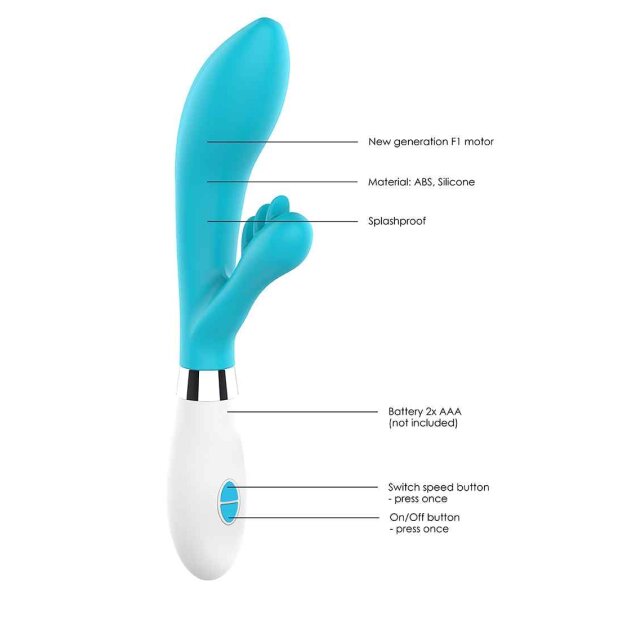Luminous Agave Vibrator mit Klitorisstimulation Türkis 23,1 cm ⌀ 3,6 cm