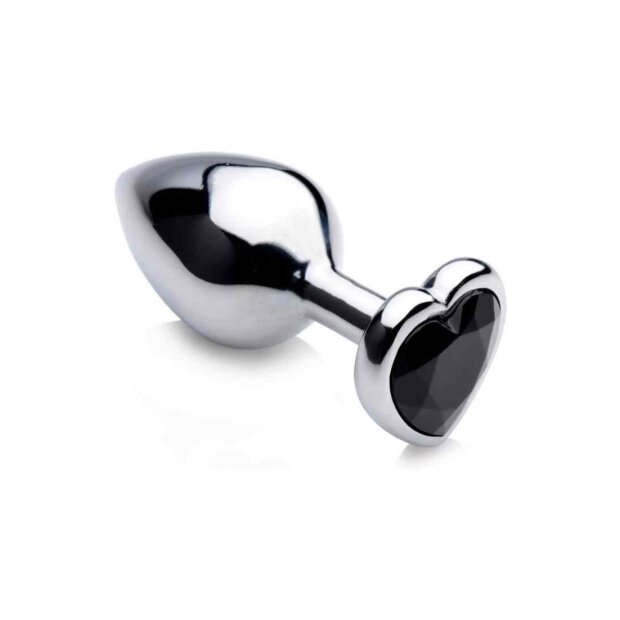 XR Brands Booty Sparks Black Heart Gem Anal Plug Medium Silber ⌀ 3,4 cm
