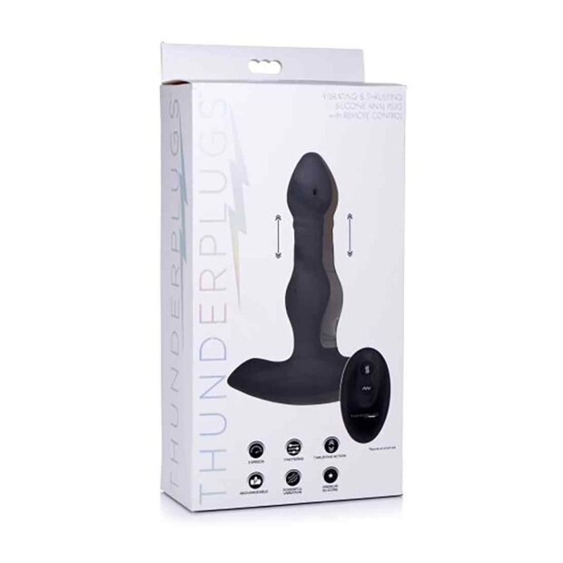 Vibrating and Thrusting Remote Control Silicone Anal Plug